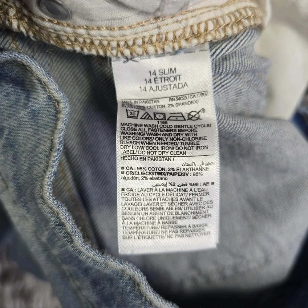 Old Navy Jeans Boys 14 Slim Light Wash Built-In Distressed Adjustable Waist